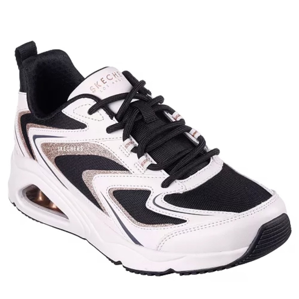 Skechers Tres Air Uno Street Shimm-Airy Casual Sneakers Rose Gold BLK White